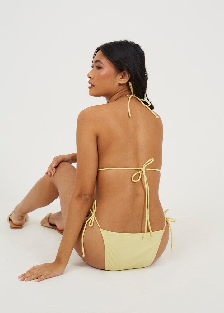 TIE UP TRIANGLE BIKINI TOP, YELLOW