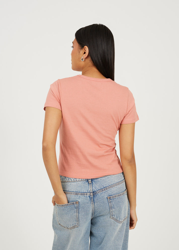COLLEGE PRINTED CROPPED T-SHIRT