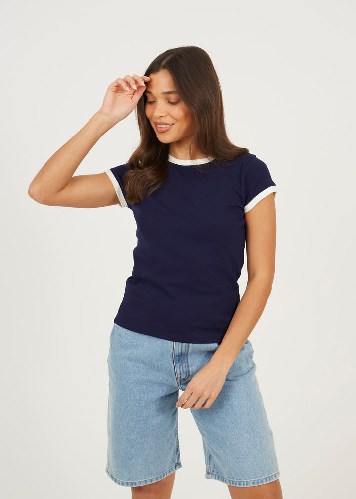 CONTRAST EDGE JERSEY T-SHIRT