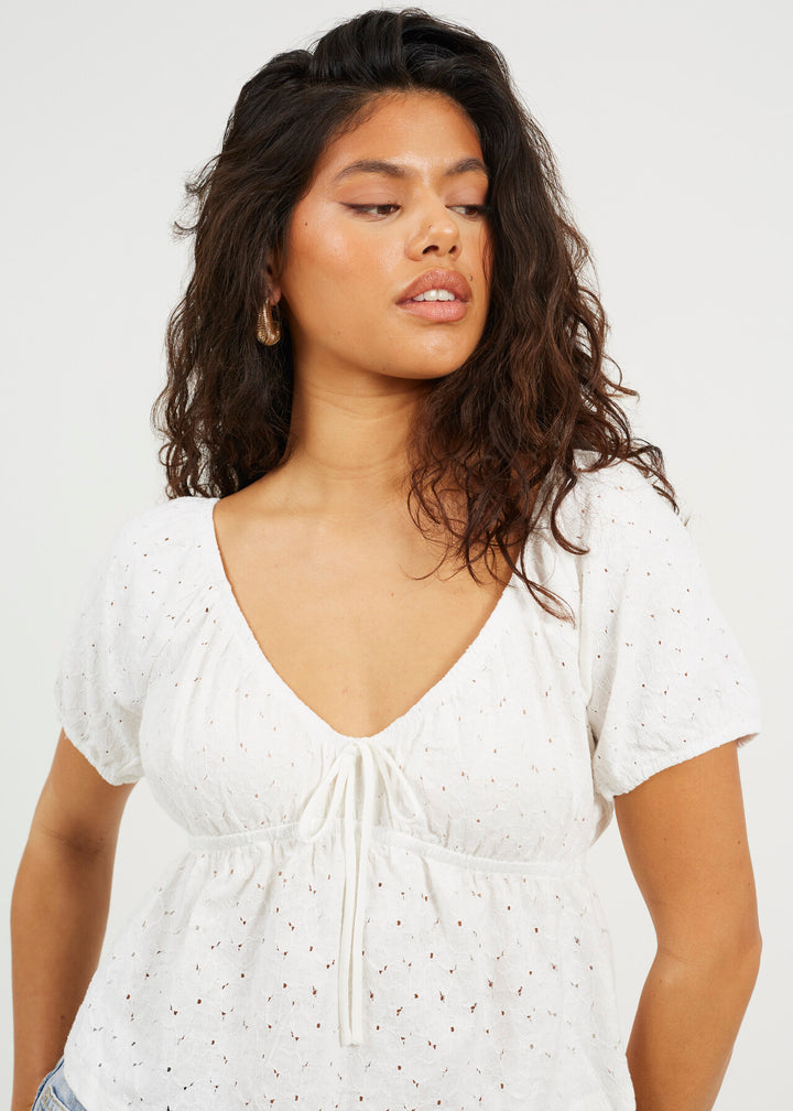 V-NECK SHORT SLEEVED TEXTURED T-SHIRT