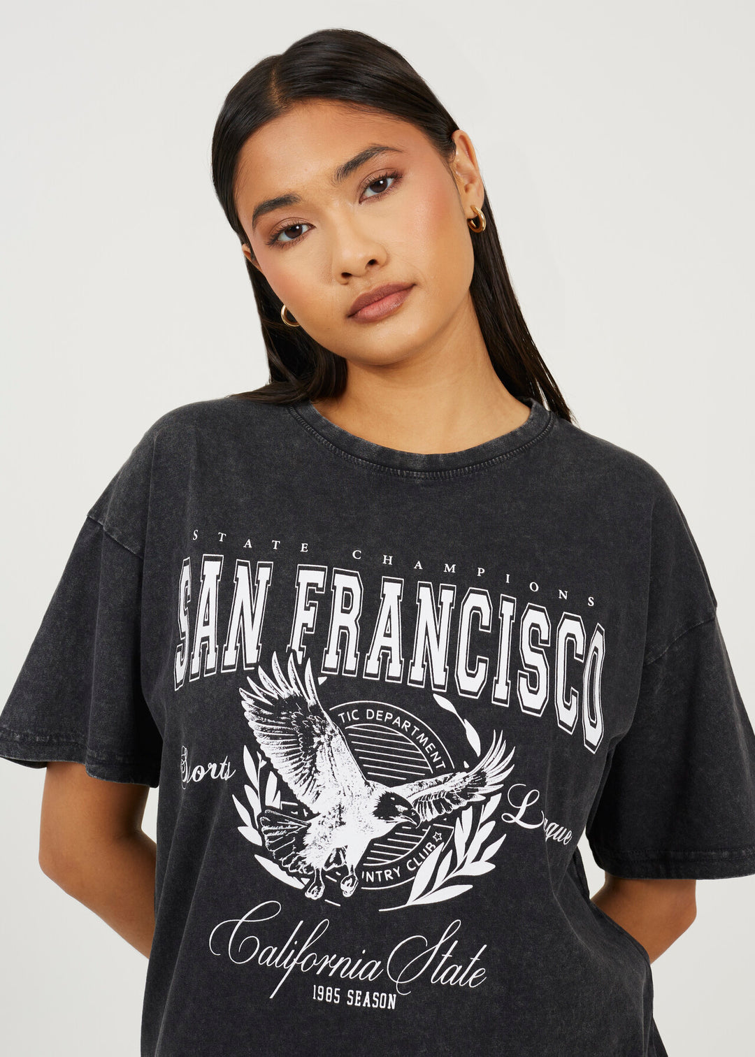 'SAN FRANCISCO' GRAPHIC T-SHIRT, BLACK ACID WASH