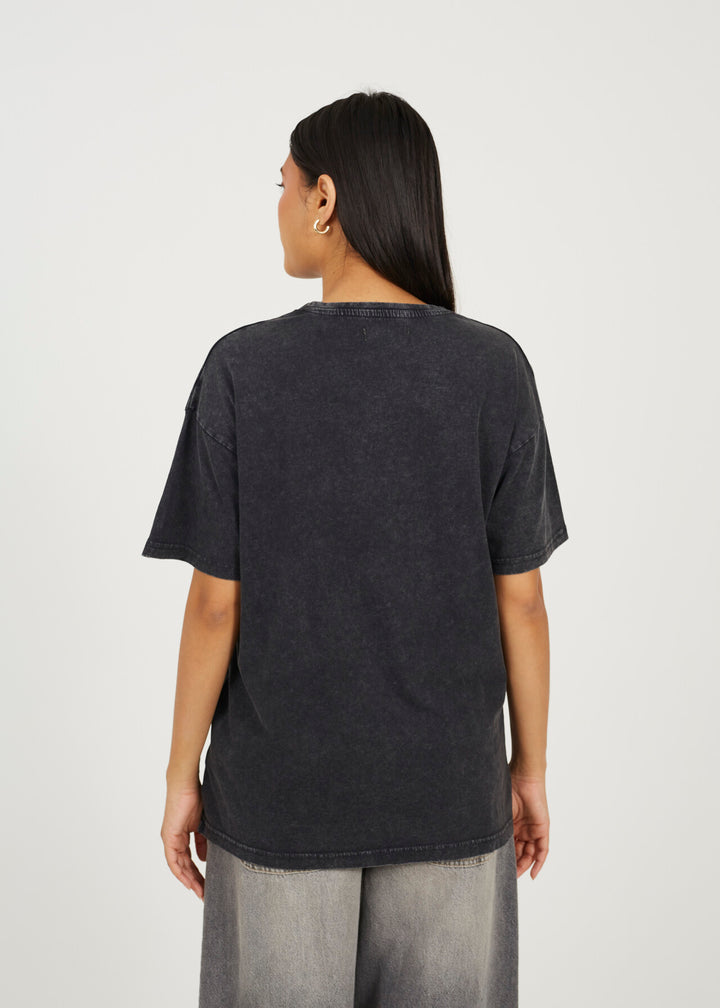 'SAN FRANCISCO' GRAPHIC T-SHIRT, BLACK ACID WASH