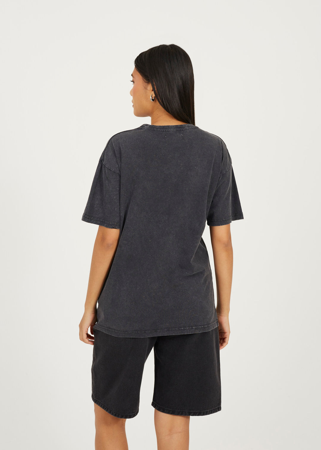 'MICHIGAN' GRAPHIC T-SHIRT, BLACK ACID WASH