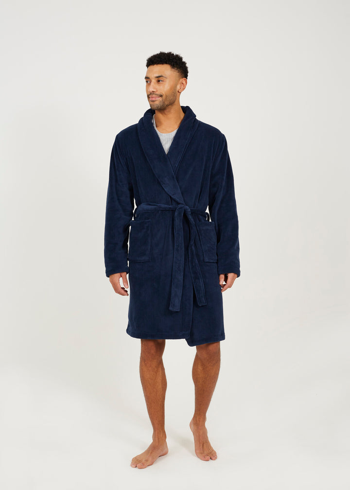 TIE WAIST DRESSING GOWN, NAVY