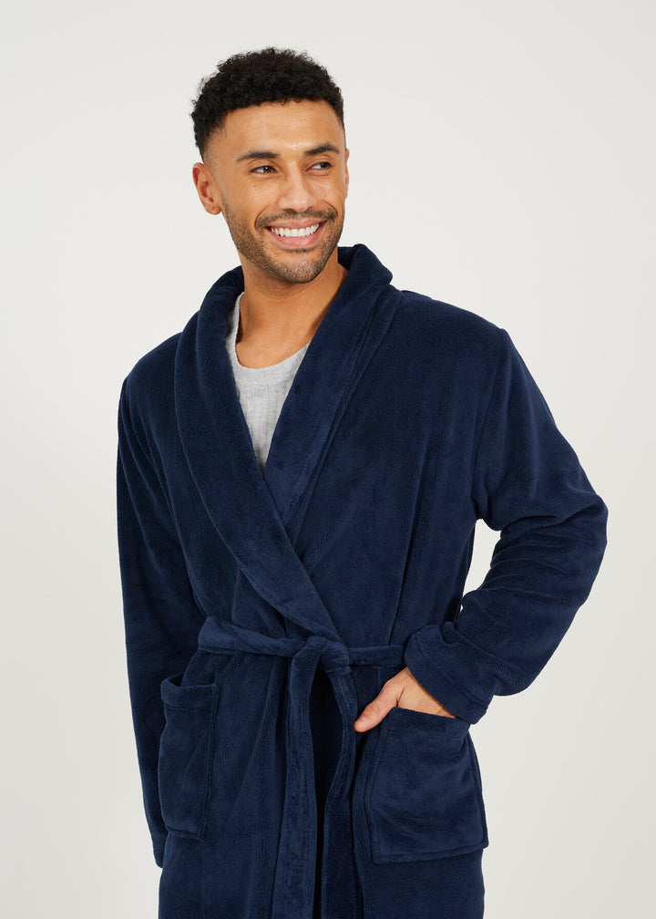 TIE WAIST DRESSING GOWN, NAVY