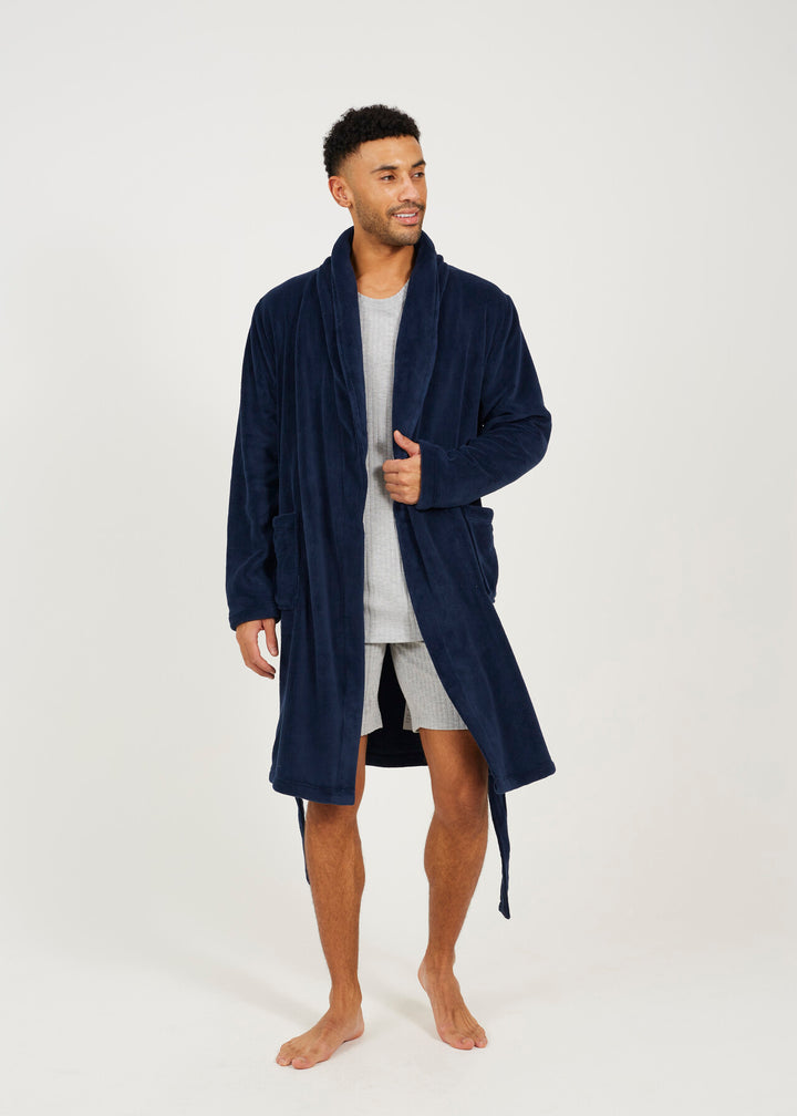 TIE WAIST DRESSING GOWN, NAVY