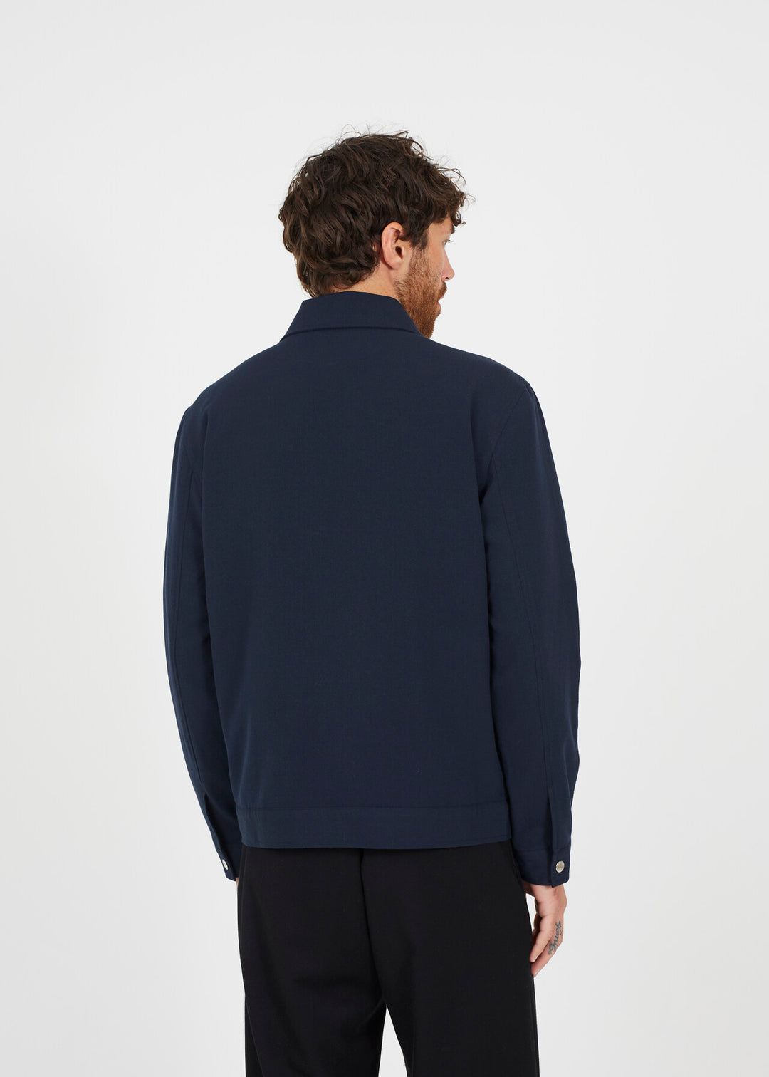 TAILORED COLLARED HARRINGTON STYLE JACKET, NAVY