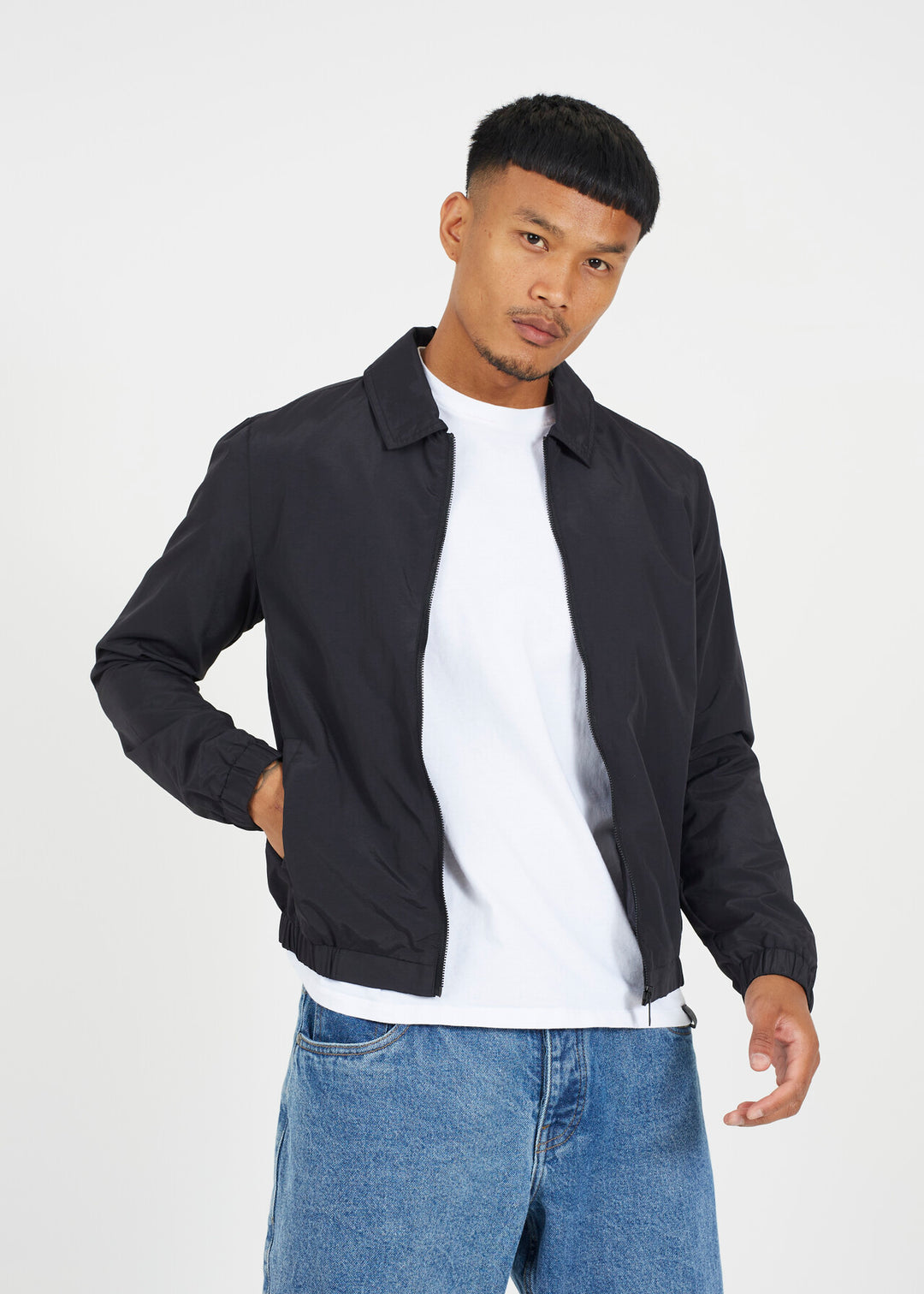 HARRINGTON ZIP THROUGH COLLARED JACKET