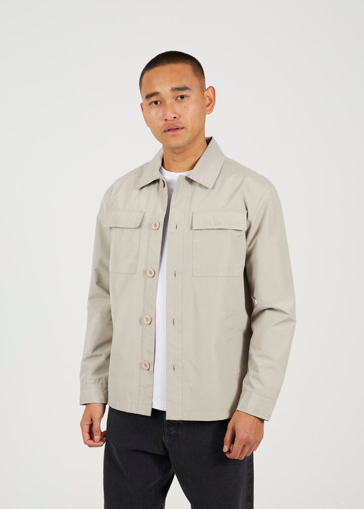 STONE BUTTON THROUGH CUFF DETAIL LONG SLEEVE SHACKET