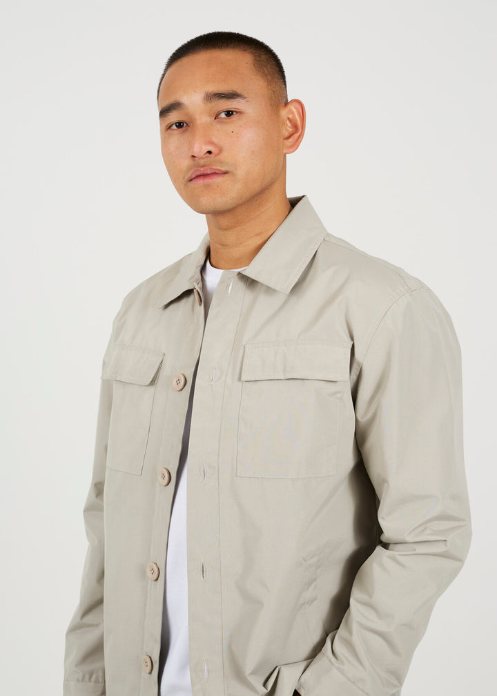 STONE BUTTON THROUGH CUFF DETAIL LONG SLEEVE SHACKET