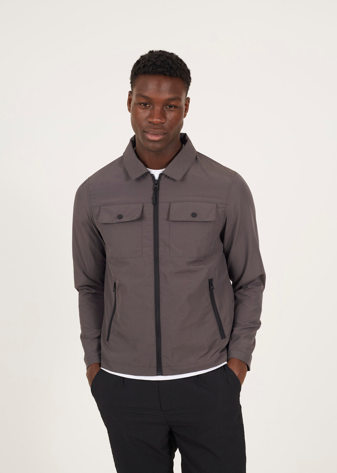 TECH ZIP JACKET, CHARCOAL