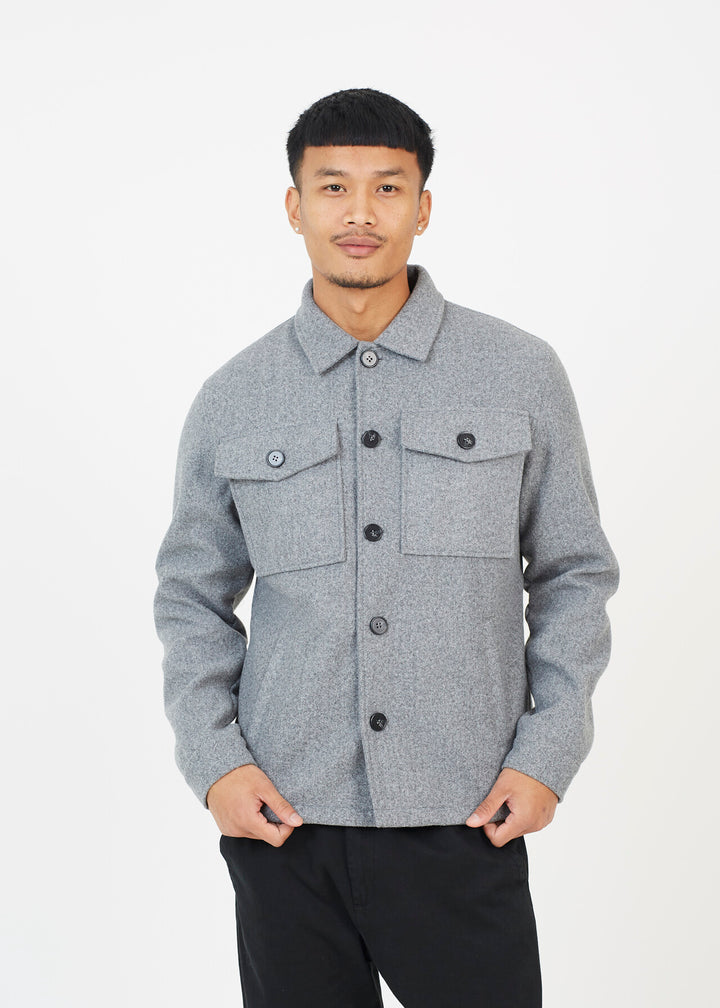 FAUX WOOL BUTTON THROUGH SHACKET
