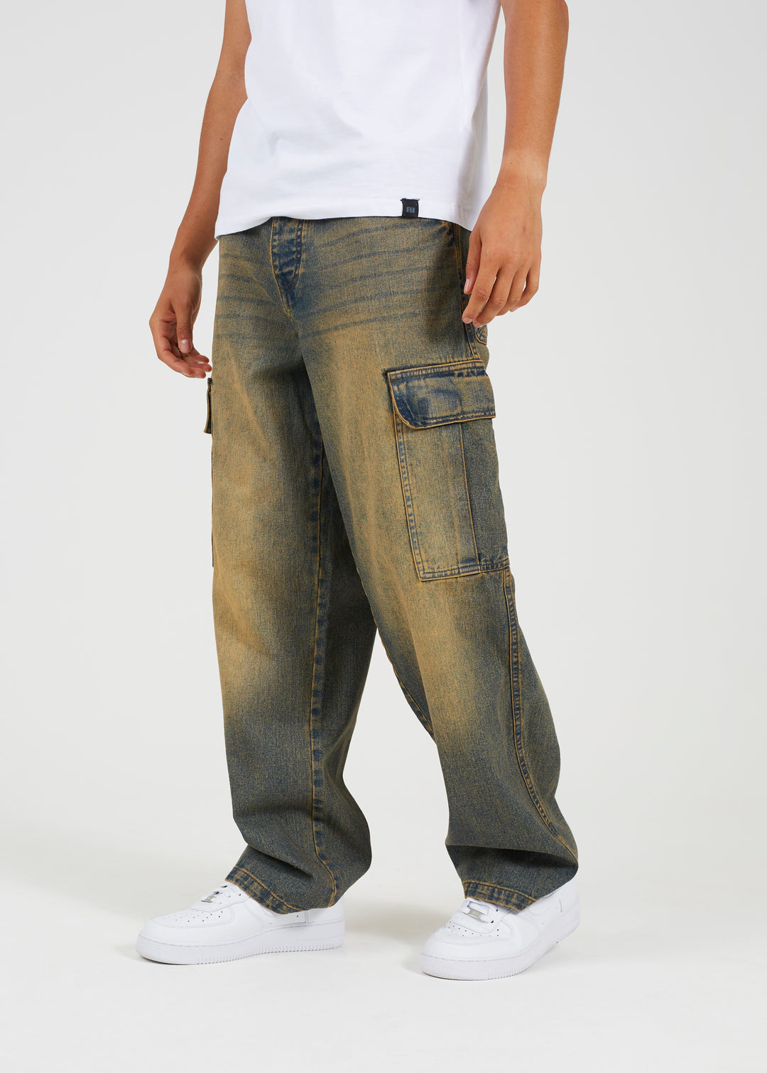 EXTREME WIDE LEG CARGO JEAN, VINTAGE RUST WASH