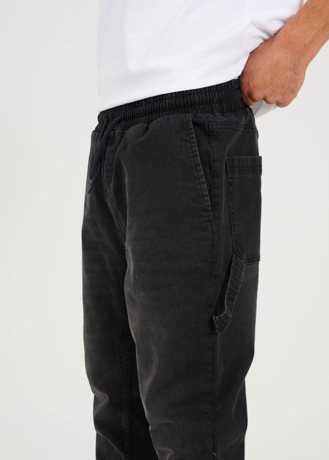 SLIM FIT CUFFED CARPENTER JEANS, CHARCOAL