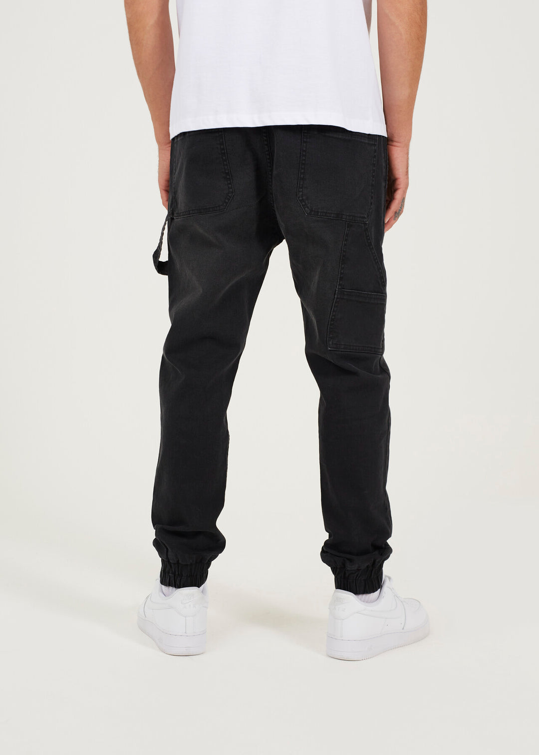 SLIM FIT CUFFED CARPENTER JEANS, CHARCOAL