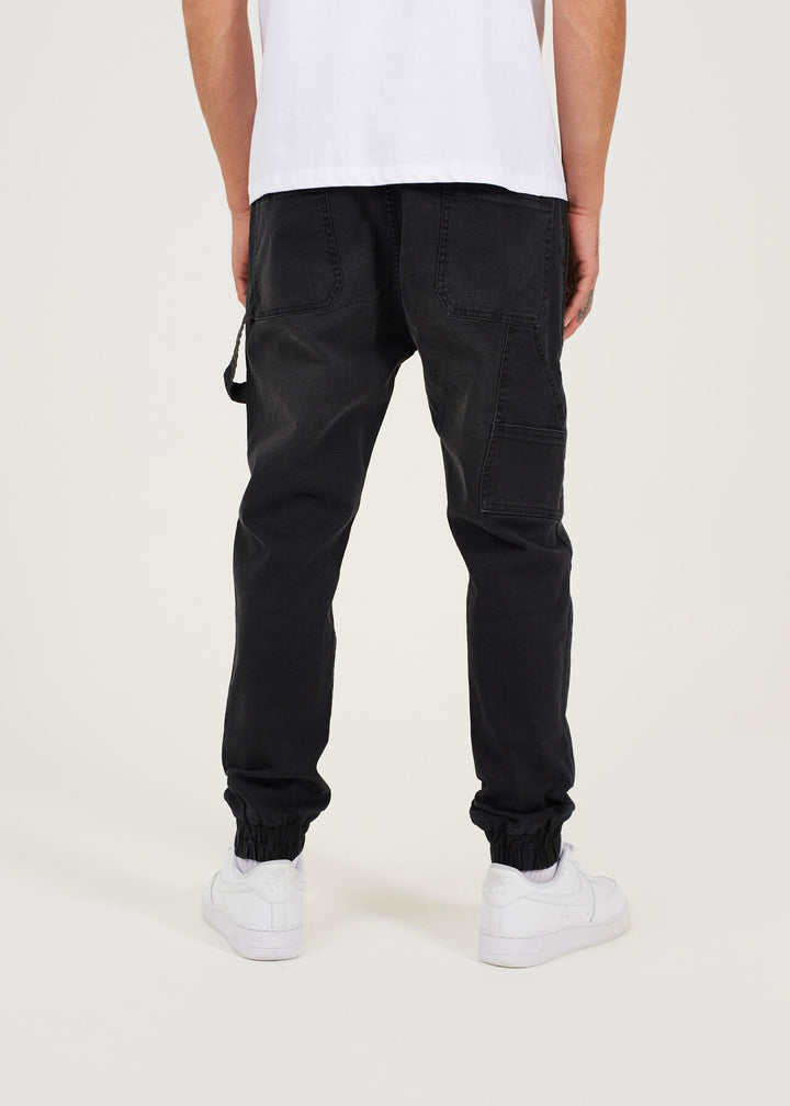 SLIM FIT CUFFED CARPENTER JEANS, CHARCOAL