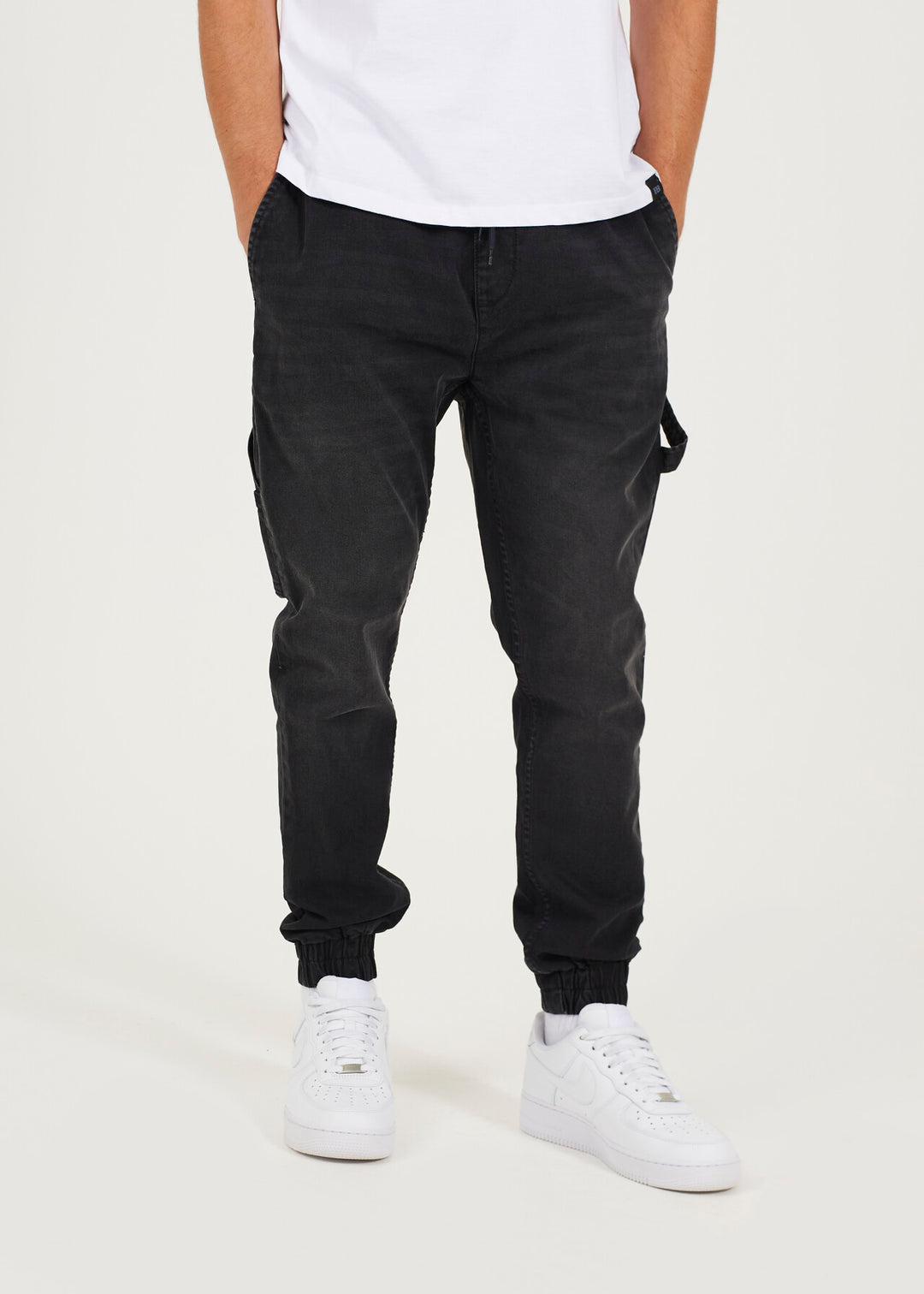 SLIM FIT CUFFED CARPENTER JEANS, CHARCOAL