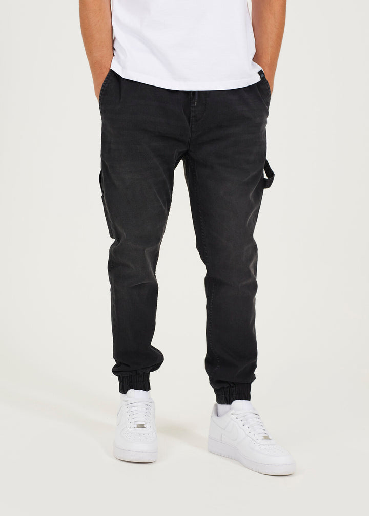 SLIM FIT CUFFED CARPENTER JEANS, CHARCOAL