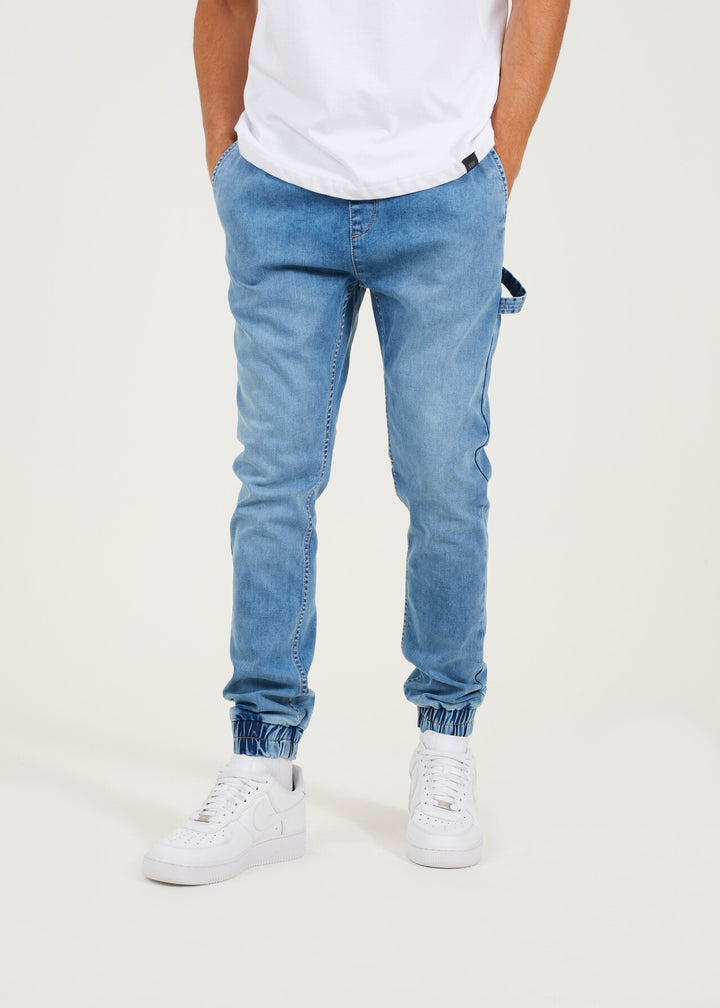 SLIM FIT CUFFED CARPENTER JEANS, LIGHT BLUE