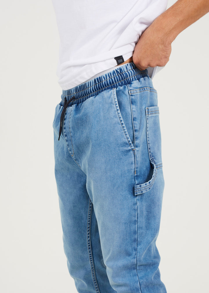 SLIM FIT CUFFED CARPENTER JEANS, LIGHT BLUE