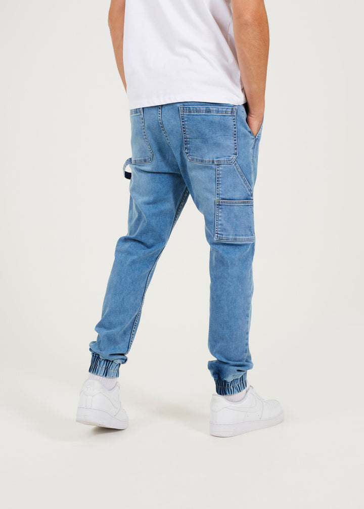 SLIM FIT CUFFED CARPENTER JEANS, LIGHT BLUE