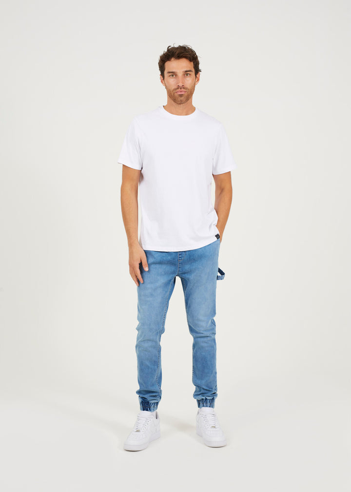 SLIM FIT CUFFED CARPENTER JEANS, LIGHT BLUE