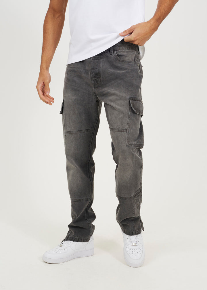 CARGO STYLE JEAN, GREY WASH