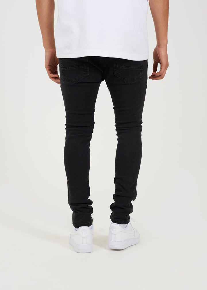 LUMBERJACK CHECK PATCH DETAIL CHARCOAL SKINNY JEANS