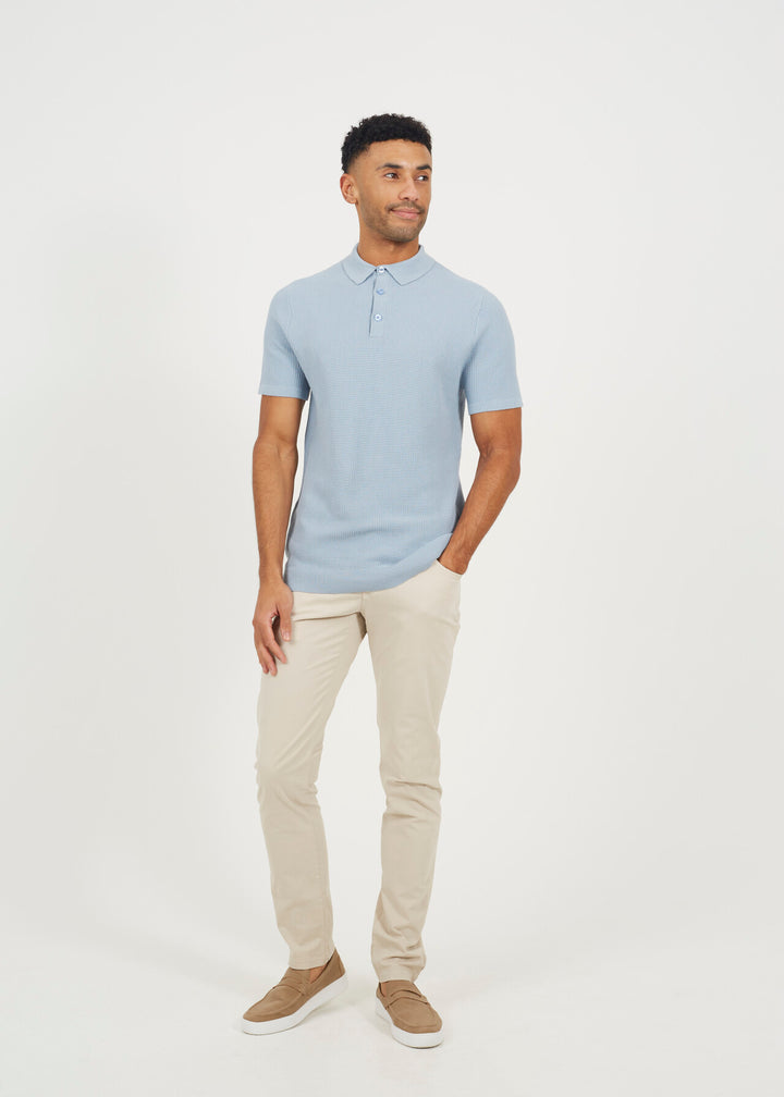 WAFFLE KNIT COLLARED POLO SHIRT
