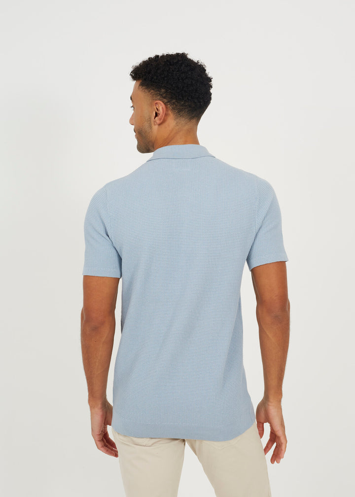 WAFFLE KNIT COLLARED POLO SHIRT