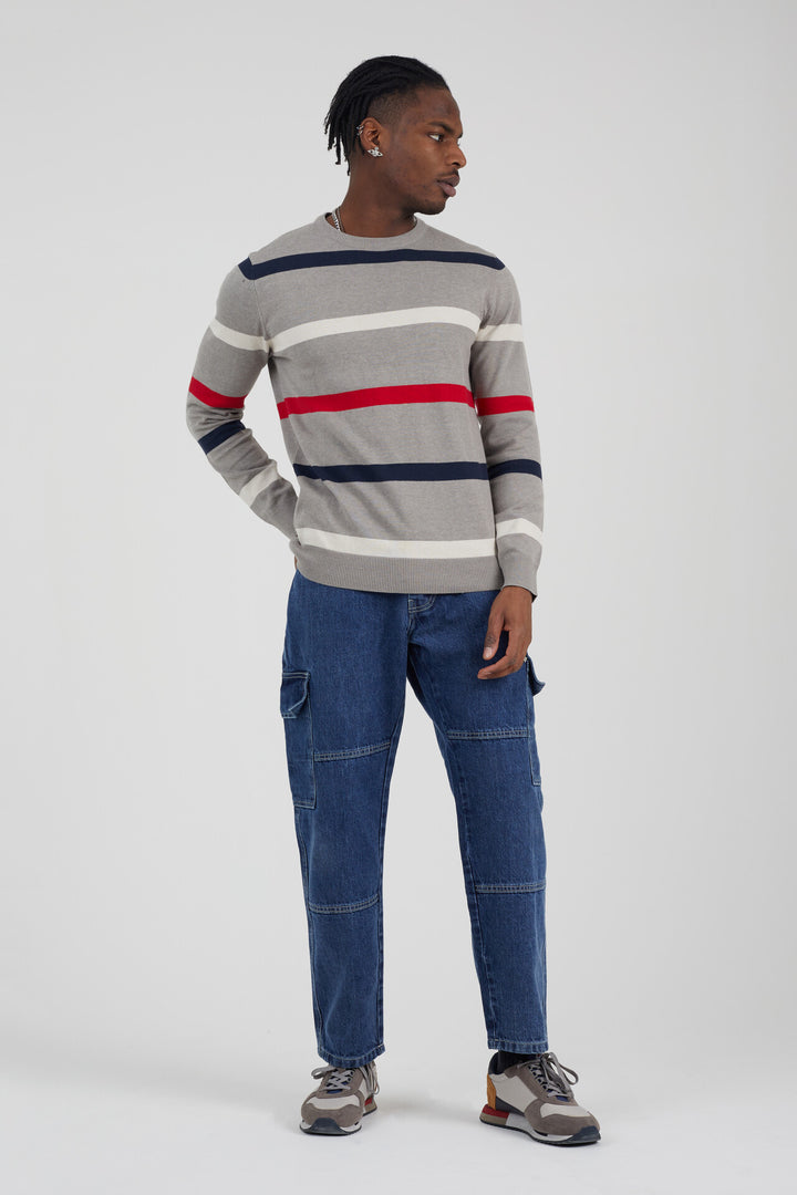 CREW NECK JUMPER WITH ALL OVER CONTRST STRIPE