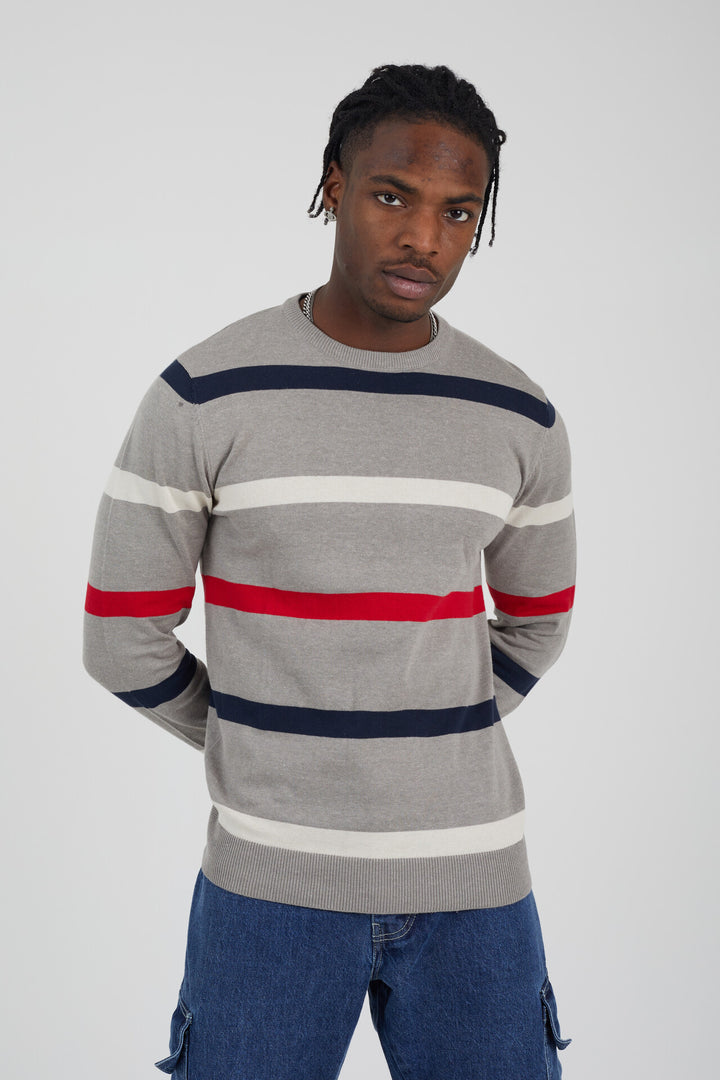 CREW NECK JUMPER WITH ALL OVER CONTRST STRIPE