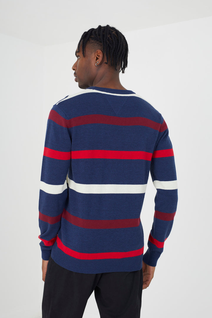 CREW NECK JUMPER WITH ALL OVER CONTRST STRIPE