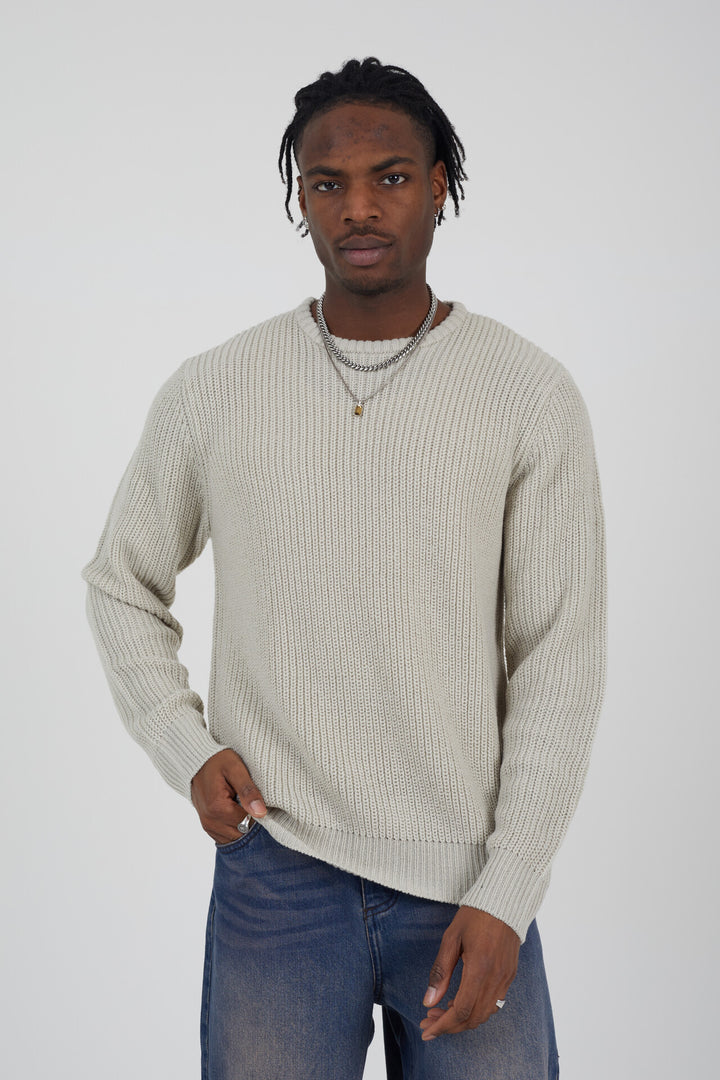 ALL OVER CARDIGAN STITCH CREW NECK JUMPER