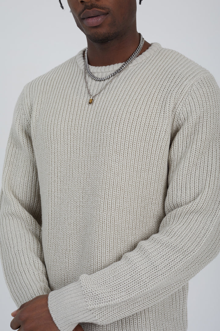 ALL OVER CARDIGAN STITCH CREW NECK JUMPER