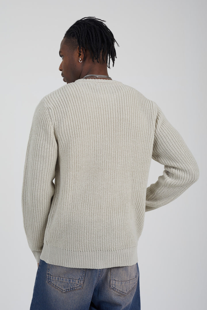 ALL OVER CARDIGAN STITCH CREW NECK JUMPER