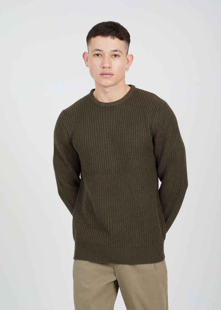ALL OVER CARDIGAN STITCH CREW NECK JUMPER
