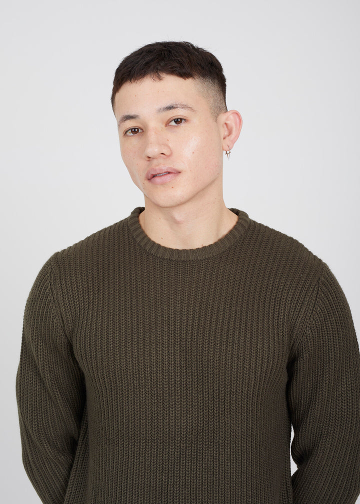 ALL OVER CARDIGAN STITCH CREW NECK JUMPER