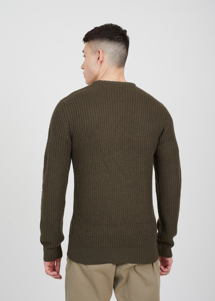 ALL OVER CARDIGAN STITCH CREW NECK JUMPER