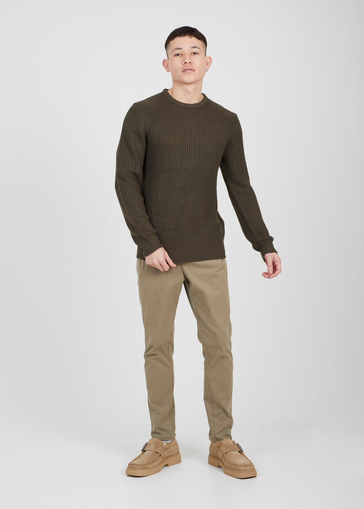 ALL OVER CARDIGAN STITCH CREW NECK JUMPER