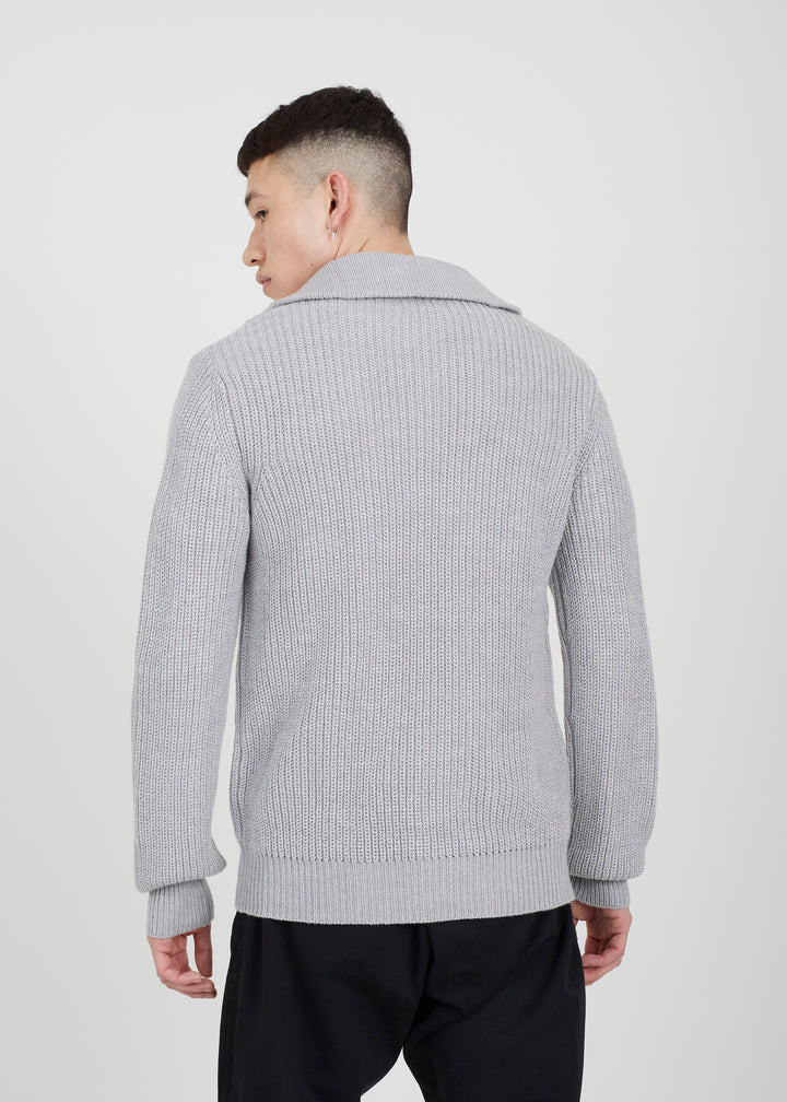 QUARTER ZIP FUNNEL NECK RIBBED JUMPER