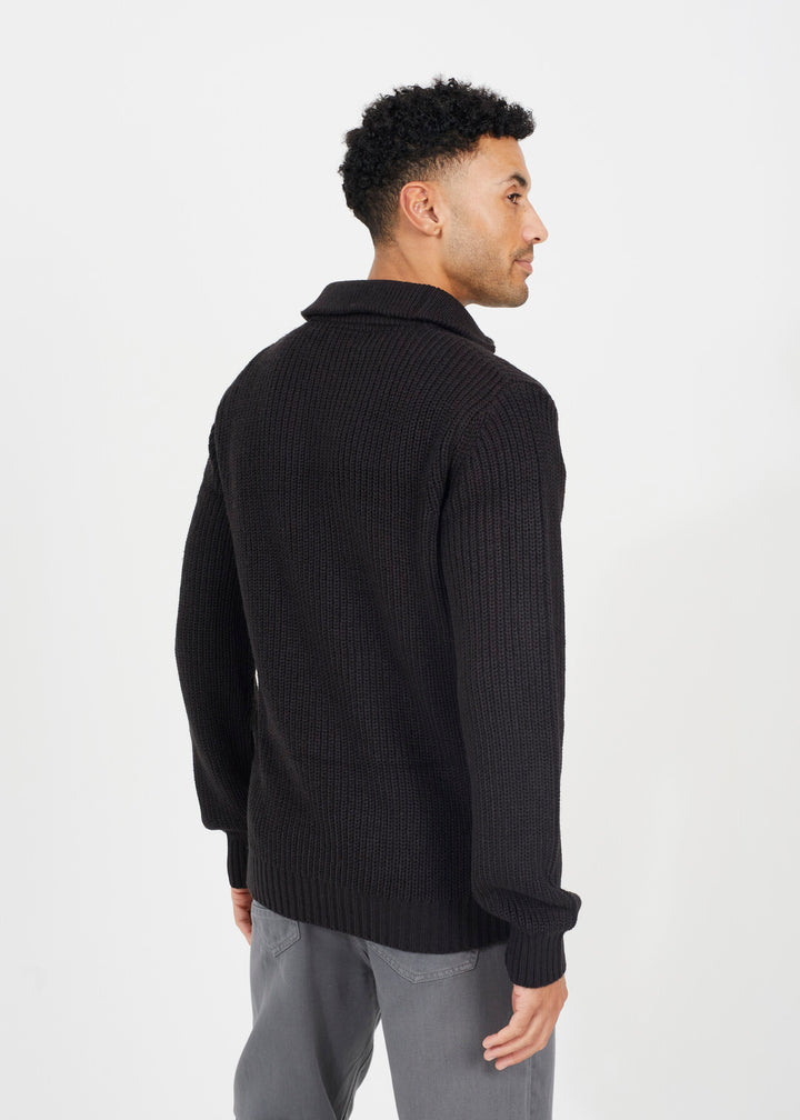 QUARTER ZIP FUNNEL NECK RIBBED JUMPER