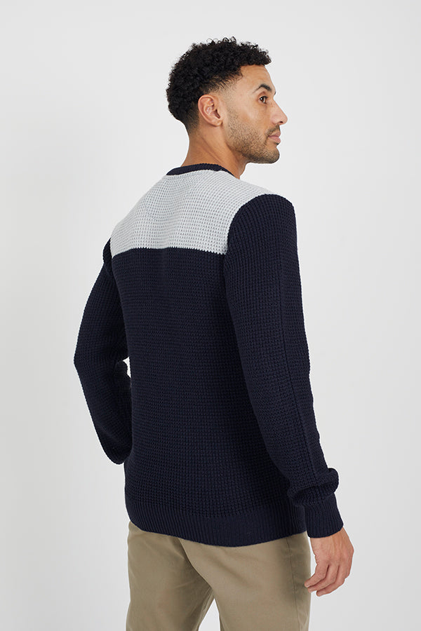 TEXTURED KNIT JUMPER WITH CONTRAST PANEL