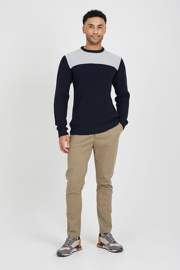 TEXTURED KNIT JUMPER WITH CONTRAST PANEL