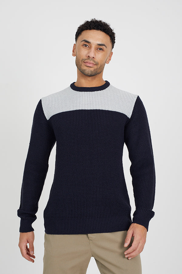 TEXTURED KNIT JUMPER WITH CONTRAST PANEL