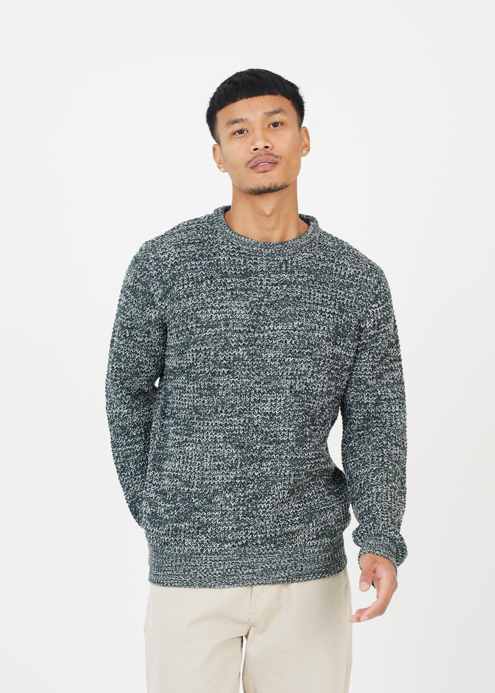 CREW NECK HALF CARDIGAN KNIT JUMPER