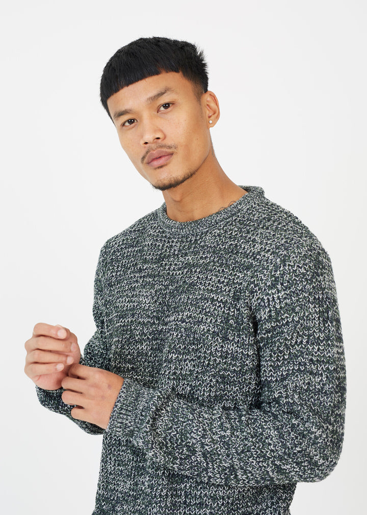 CREW NECK HALF CARDIGAN KNIT JUMPER