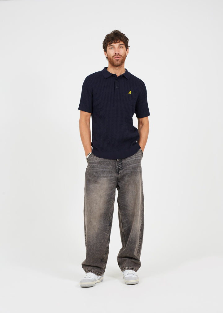 BRANDED KNITTED SHORT SLEEVE POLO SHIRT