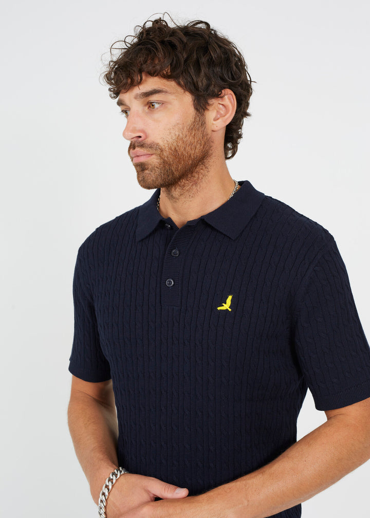 BRANDED KNITTED SHORT SLEEVE POLO SHIRT