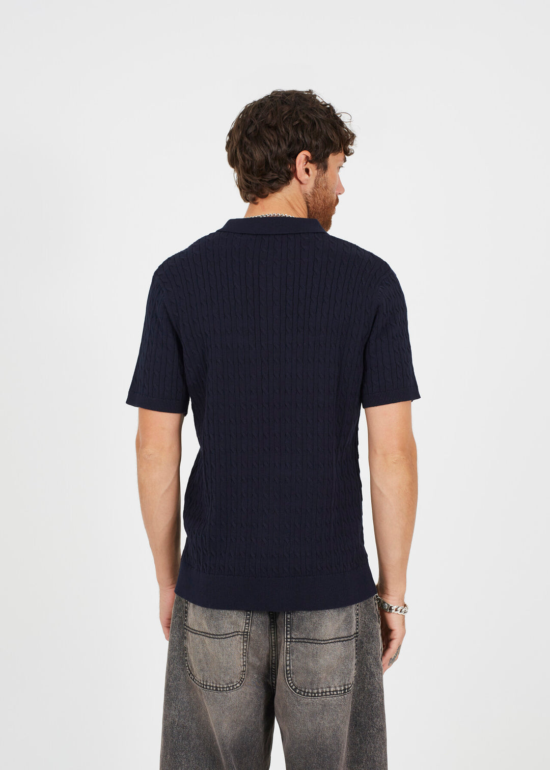 BRANDED KNITTED SHORT SLEEVE POLO SHIRT